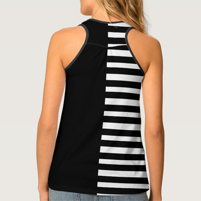Elegant Black and White Stripes Pattern Tank Top (Back)