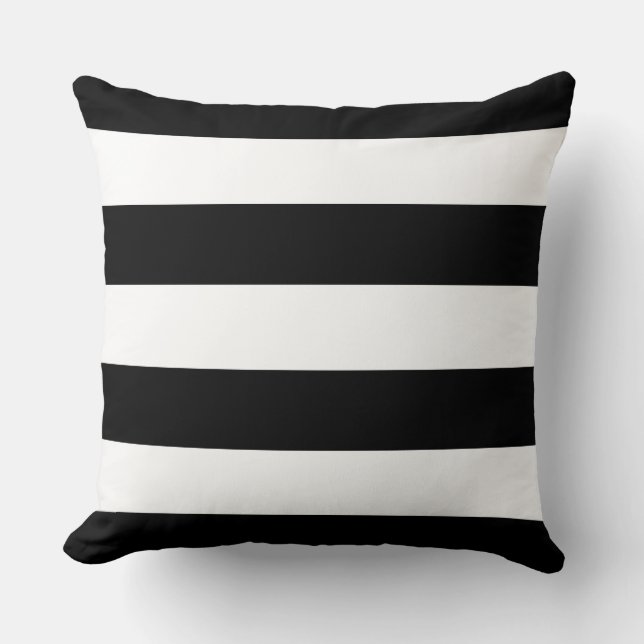 Elegant Black and white stripes - personalize name Throw Pillow (Front)