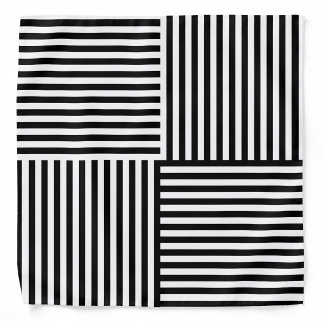 Elegant Black And White Stripes Template Bandana (Front)