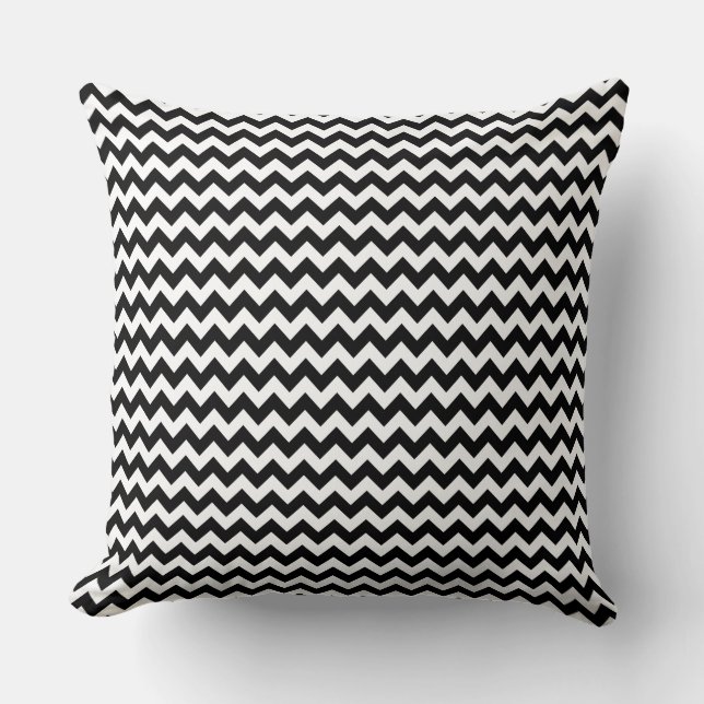 Elegant Black And White Stripes Throw Pillow (Front)