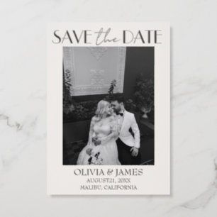 Elegant Black And White Stylish Save The Date Letterpress Photo Cards