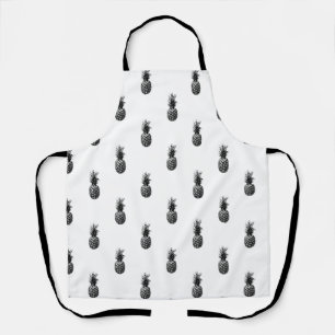 Elegant black and white Summer Pineapple Pattern   Apron