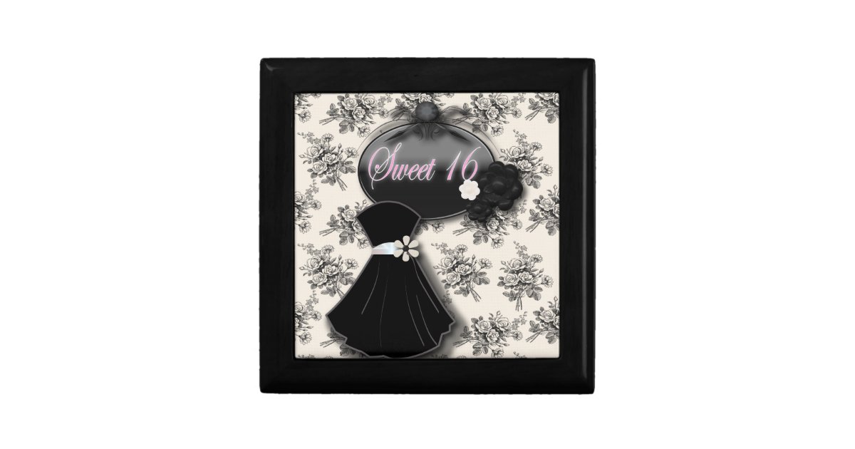 Elegant Black And White Sweet 16 Gift Box Zazzle