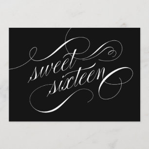 Elegant Black and White Sweet 16 Invitations