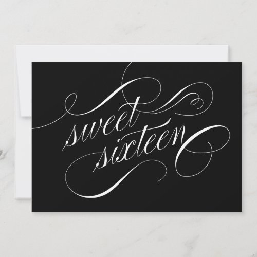 Elegant Black and White Sweet 16 Invitations