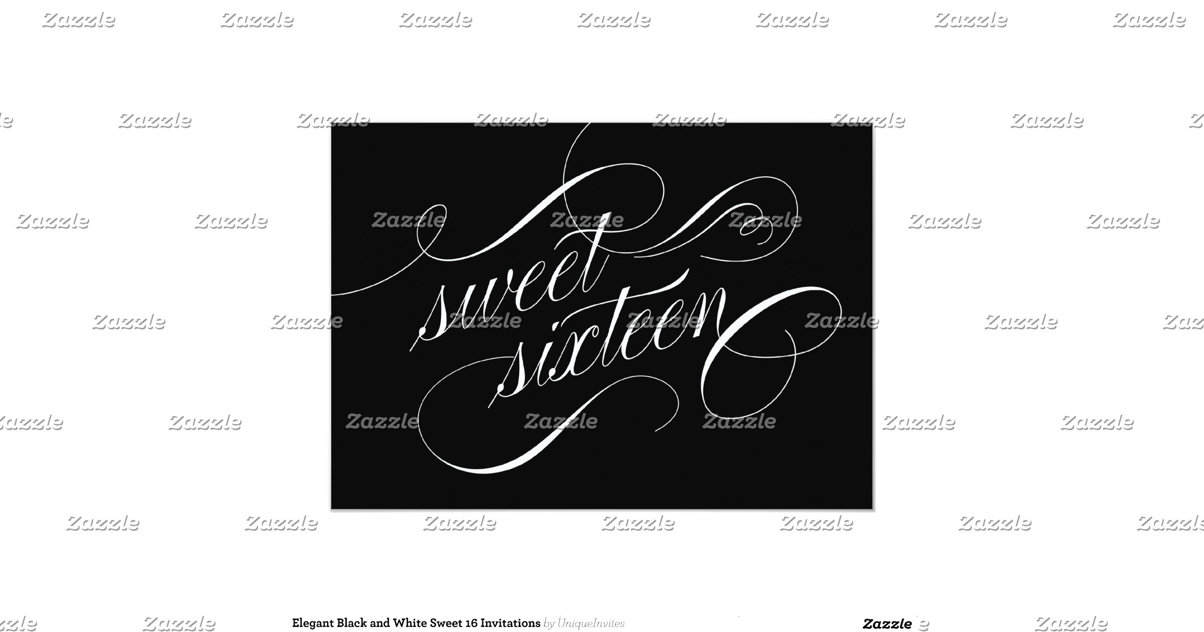 Black And White Sweet Sixteen Invitations 4
