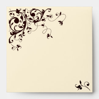 Elegant black and white swirl envelope