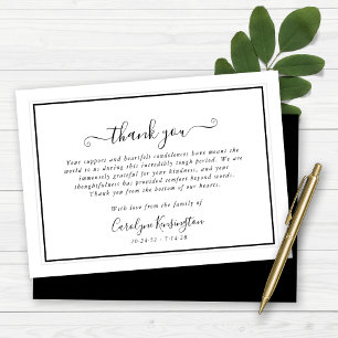 Elegant Black and White Sympathy Thank You Card