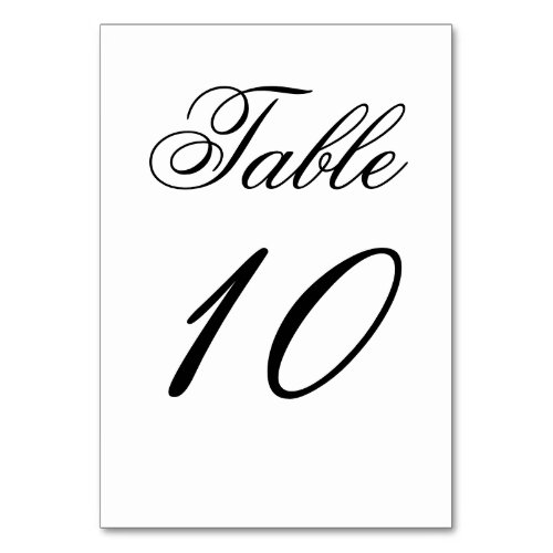 Elegant Black and White Table Number Card