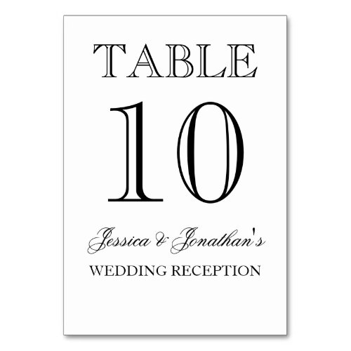 Elegant Black and White Table Number Card