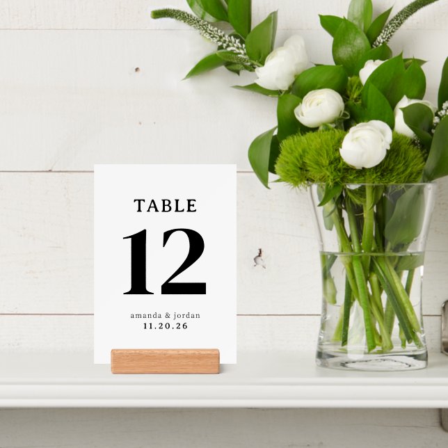 Elegant Black and White Table Number Holder (Insitu 4)