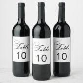 Elegant Black and White Table Number Wine Label | Zazzle