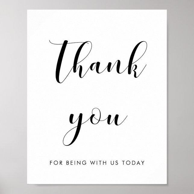 Elegant black and white Thnank you wedding sign (Front)