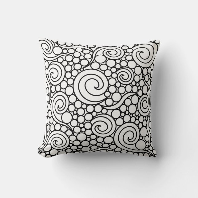 Elegant Black and White Throw Pillow (Front)