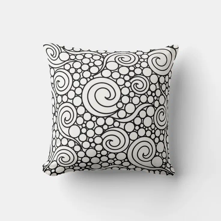 Elegant Black and White Throw Pillow Zazzle