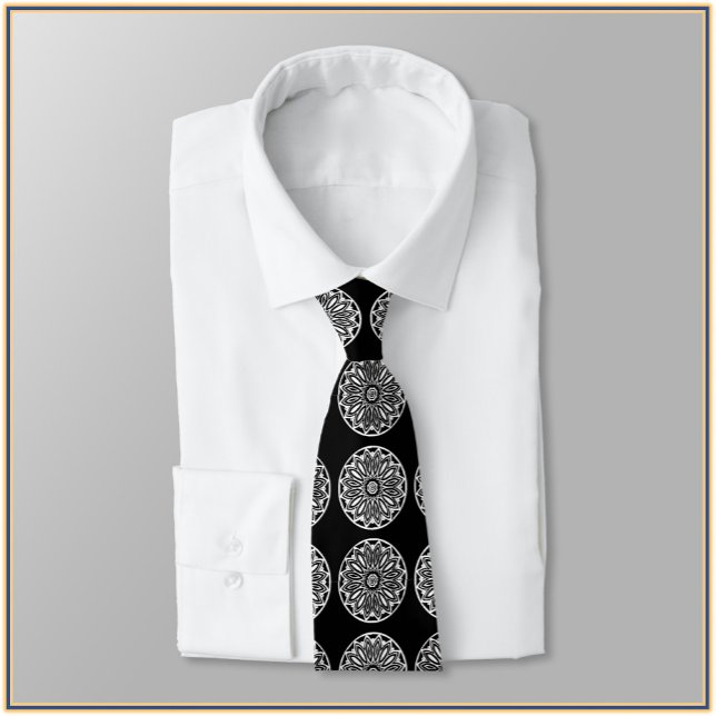 Elegant Black and White Tile Neck Tie (Creator Uploaded)