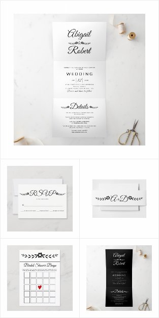 Elegant black and white typography wedding 