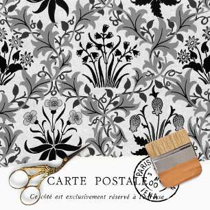 Elegant Black and White Victorian Floral Decoupage Tissue Paper