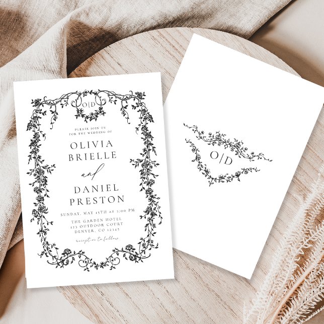 Elegant Black and White Victorian Wedding Invitation (Creator Uploaded)