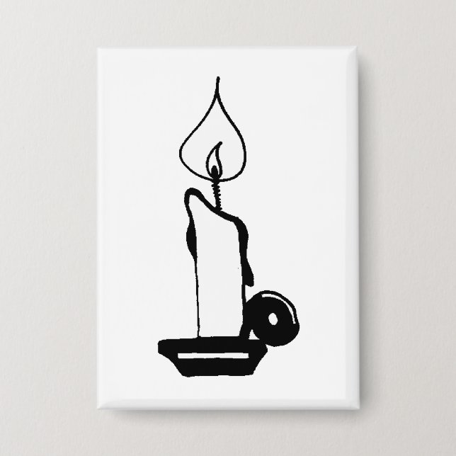 Elegant Black And White Vintage Burning Candle Button (Front)