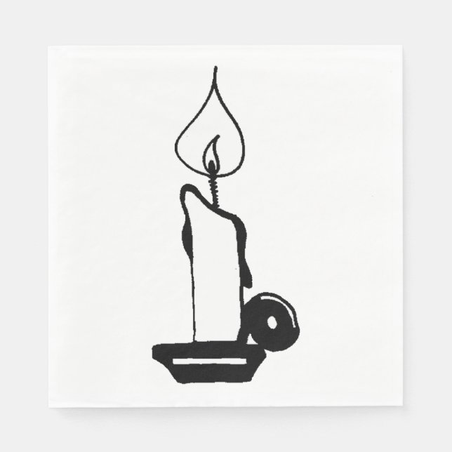 Elegant Black And White Vintage Burning Candle Napkins (Front)