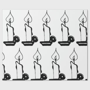 Elegant Black And White Vintage Burning Candle Wrapping Paper