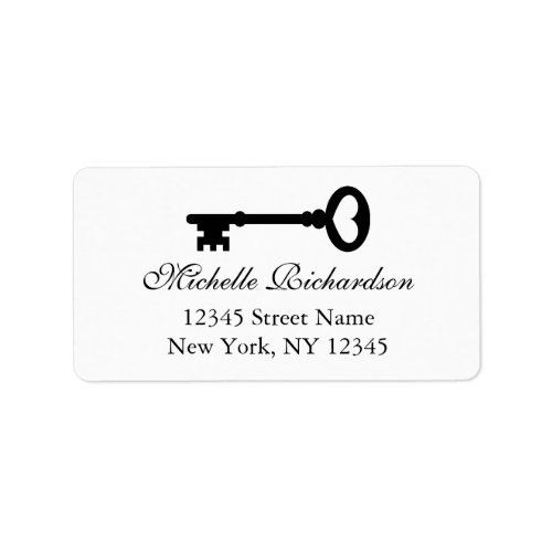 Elegant black and white vintage key address labels