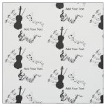 Elegant Black and White Violin with Musical Notes Fabric