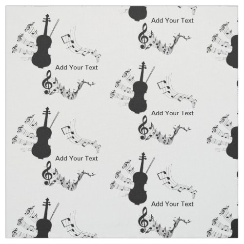 Elegant Black and White Violin with Musical Notes Fabric