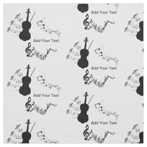 Elegant Black and White Violin with Musical Notes Fabric
