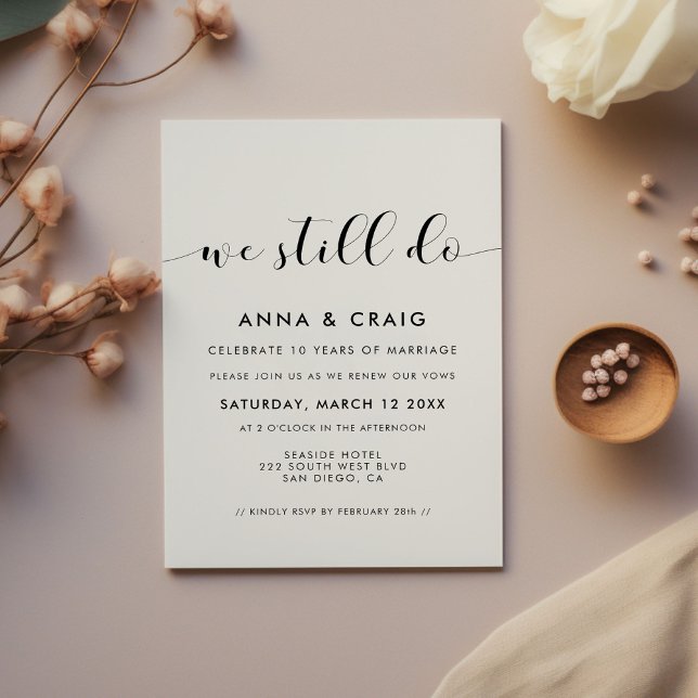 Elegant black and white We still do Vow renewal Invitation (Creator Uploaded)