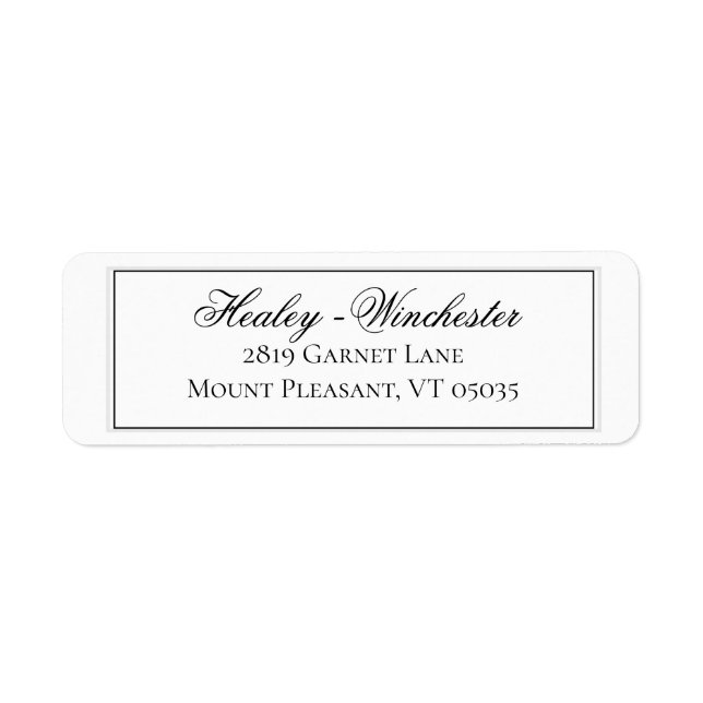 Elegant Black and White Wedding Address Label (Front)