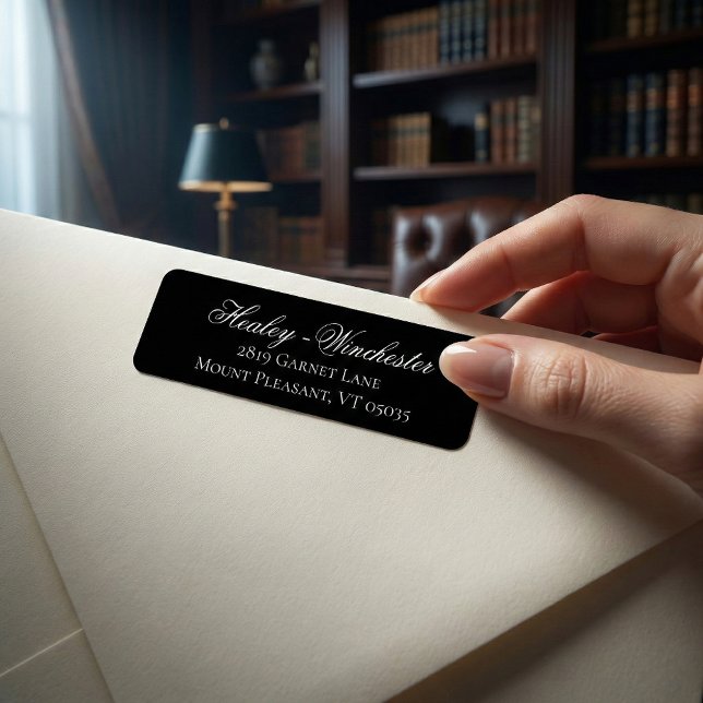 Elegant Black and White Wedding Address Label (Creator Uploaded)