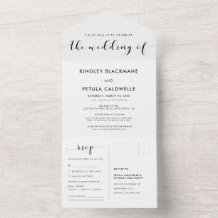 Elegant black and white wedding all in one invitation