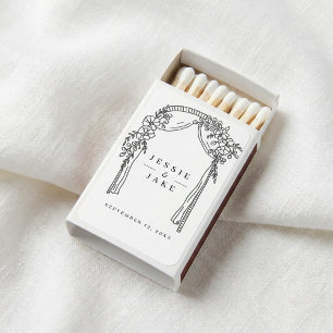 Elegant Black and White Wedding Arch Favor Matchboxes