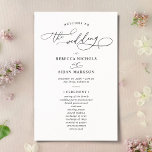 Elegant Black and White Wedding Ceremony Program<br><div class="desc">Designed to coordinate with our Classic BnW wedding collection,  this customizable Ceremony program card,  features a sweeping script calligraphy text paired with a classy serif font in black. Background & text colours can be changed to match any color theme. Matching items available.</div>