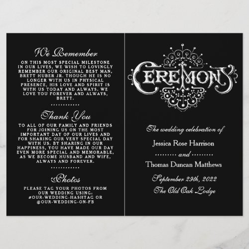 Elegant Black And White Wedding Ceremony Programs