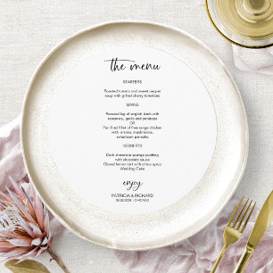 Elegant Black And White Wedding Circle Menu Cards