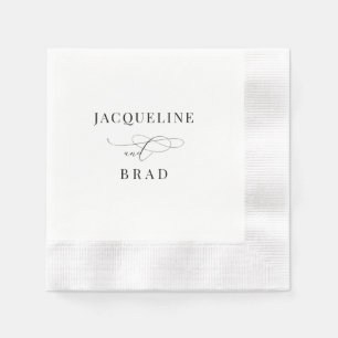 Elegant Black and White Wedding Coined Napkins