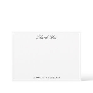 Elegant Black and White Wedding Couple Names Thank You Card