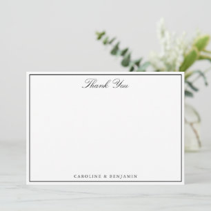 Elegant Black and White Wedding Couple Names Thank You Card