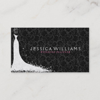 Elegant Black And White Wedding Dress Business Card