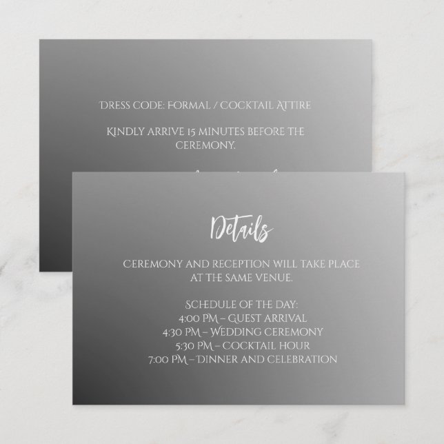 Elegant Black and White Wedding Enclosure Card  (Front/Back)
