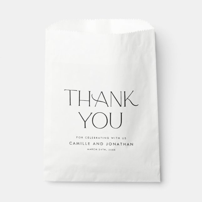 Elegant Black and White Wedding Favor Bag (Front)
