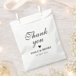 Elegant black and white wedding favor bag