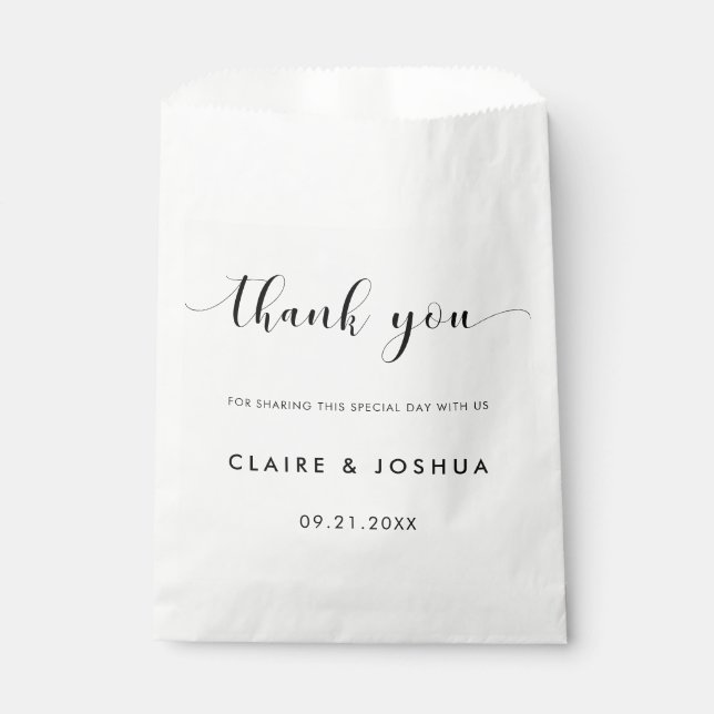 Elegant black and white wedding favor bags (Front)
