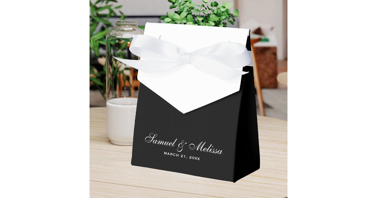 Elegant Black and White Wedding Favor Boxes | Zazzle