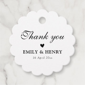 Elegant black and white wedding favor tags
