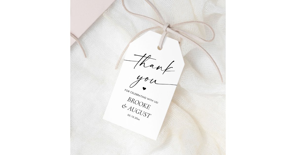 Elegant Black and White Wedding Favor Thank You Gift Tags | Zazzle