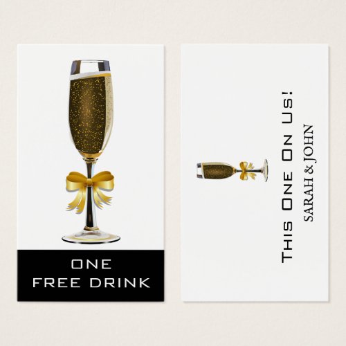 Elegant Black and White Wedding Free Drink Ticket 